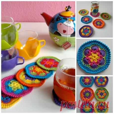Милые сердцу штучки: "Вязаные подставки (костеры) под чашки и стаканы" (подборка + МК)