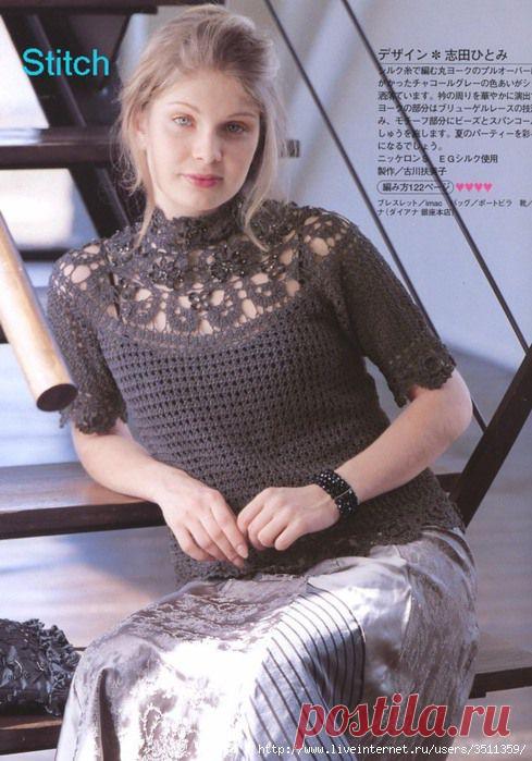 Кофточка с круглой кокеткой(япония).