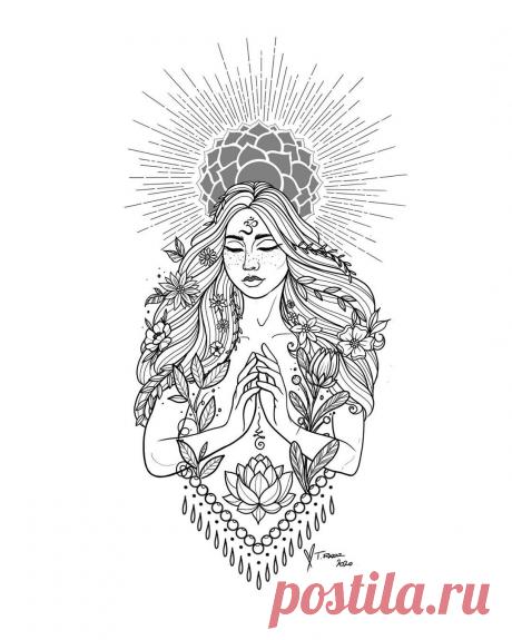 Girl Yoga Pose Meditation Vector Illustration Stock Vector (royalty