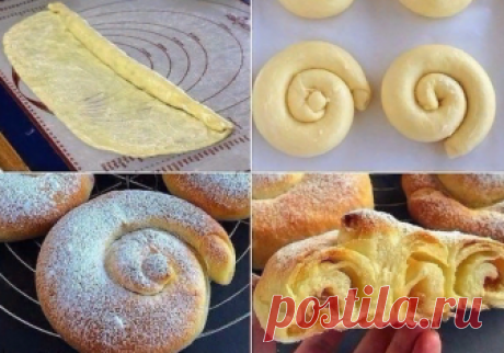 Испанские булочки "Ensaimadas" Вкусные и нежные энсаймады с нежной начинкой быстры и просты в приготовлении. 