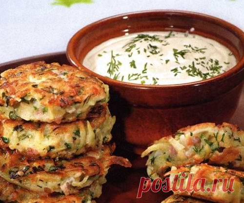 Картофельные оладьи с ветчиной и сыром