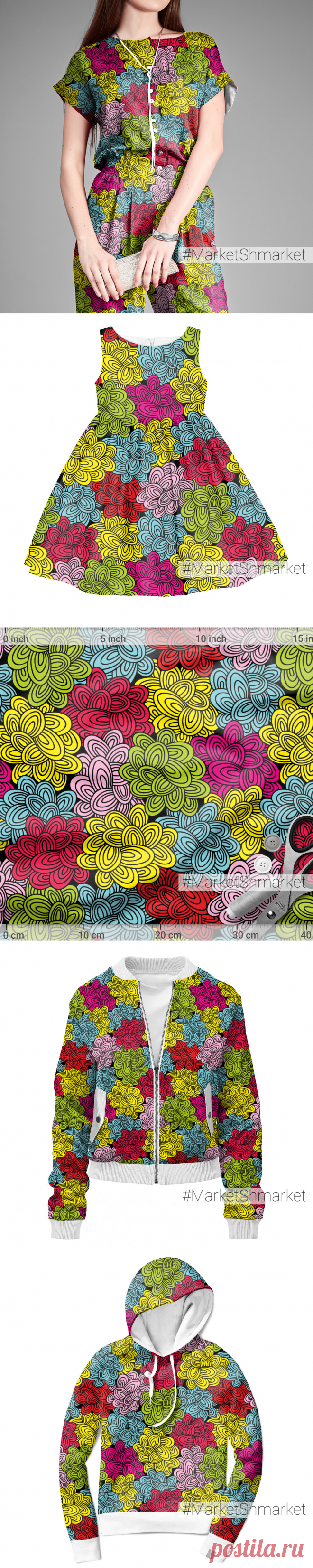 Ткань Цветные облака - закажи на #MarketShmarket.com любая ткань с любым принтом