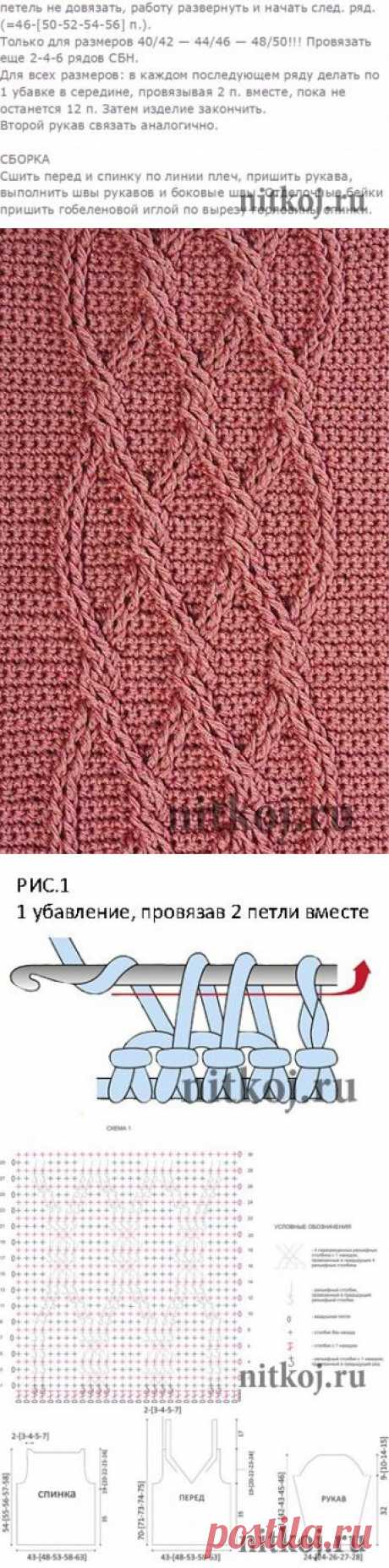 Розовый пуловер крючком » Ниткой - вязаные вещи для вашего дома, вязание крючком, вязание спицами, схемы вязания