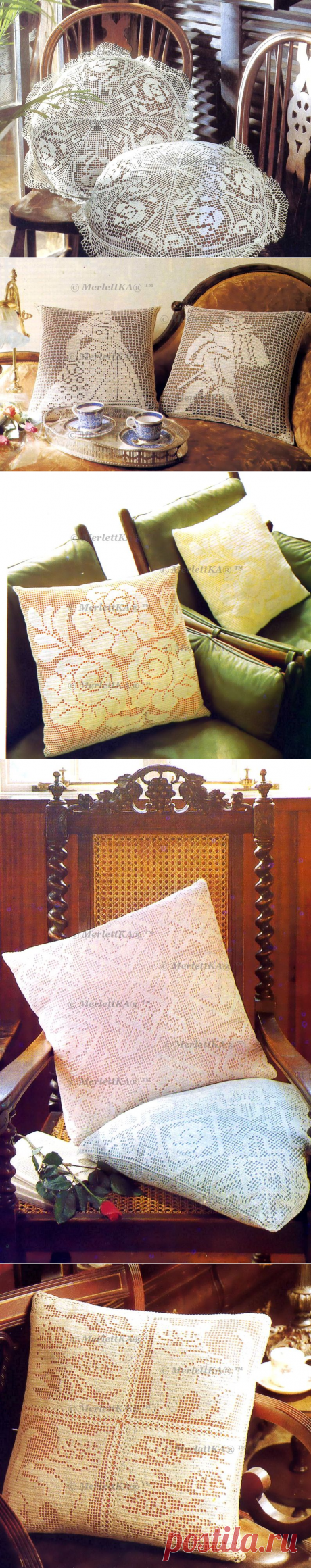 Интерьерные подушки - вязание крючком - большая подборка
