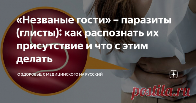 «Незваные гости» – паразиты (глисты): как распознать их присутствие и что с этим делать Статья автора «О здоровье: с медицинского на русский » в Дзене ✍: Паразитизм как форма существования возникла на земле очень давно, начиная еще с древних простейших и одноклеточных микроорганизмов.