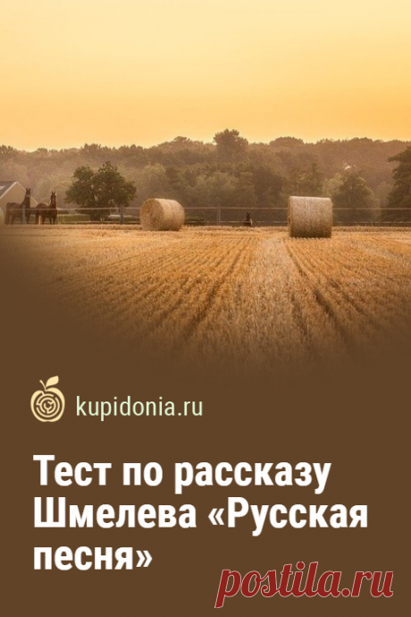 Тест по рассказу Шмелева «Русская песня». Интересный литературный тест по произведению Шмелева «Русская песня». Русская литература, школьная программа. Пройдите тест на сайте и проверьте свои знания!