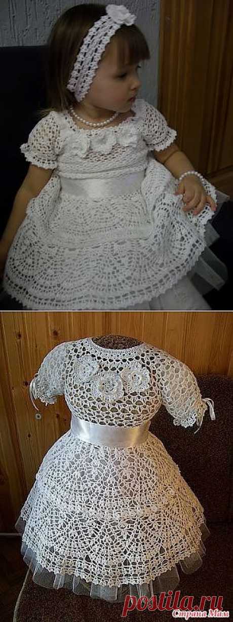 Нарядное платье для девочки крючком.