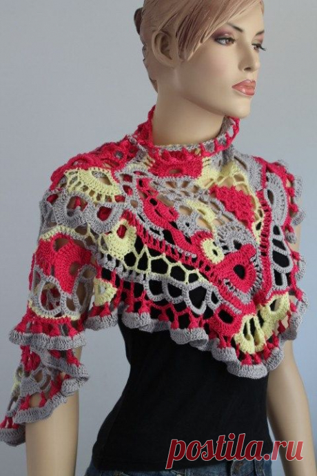 Lace Freeform Crochet Cotton Scarf Shawl Skirt / от levintovich