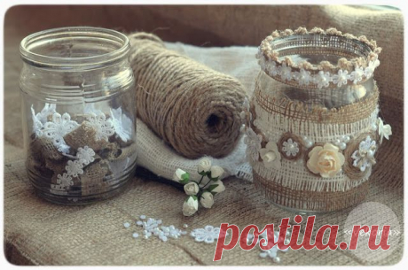 Винтажные работы из мешковины, кружева, джута и кофейных зерен.