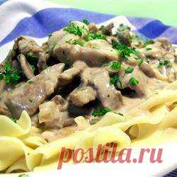 Традиционный рецепт бефстроганов с грибами