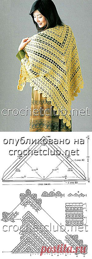 Вязаная желтая шаль - Вязание Крючком. Блог Настика