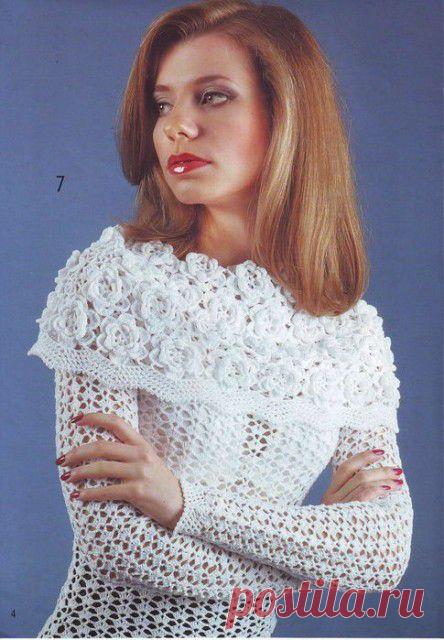 Кофточка "Миллион белых роз" | Золотые Руки