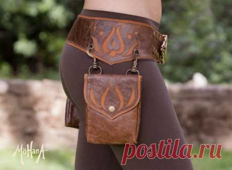 Mohana Leather Pocket Belt Bag - Marbled Brown and Tan - Trade it for a purse…