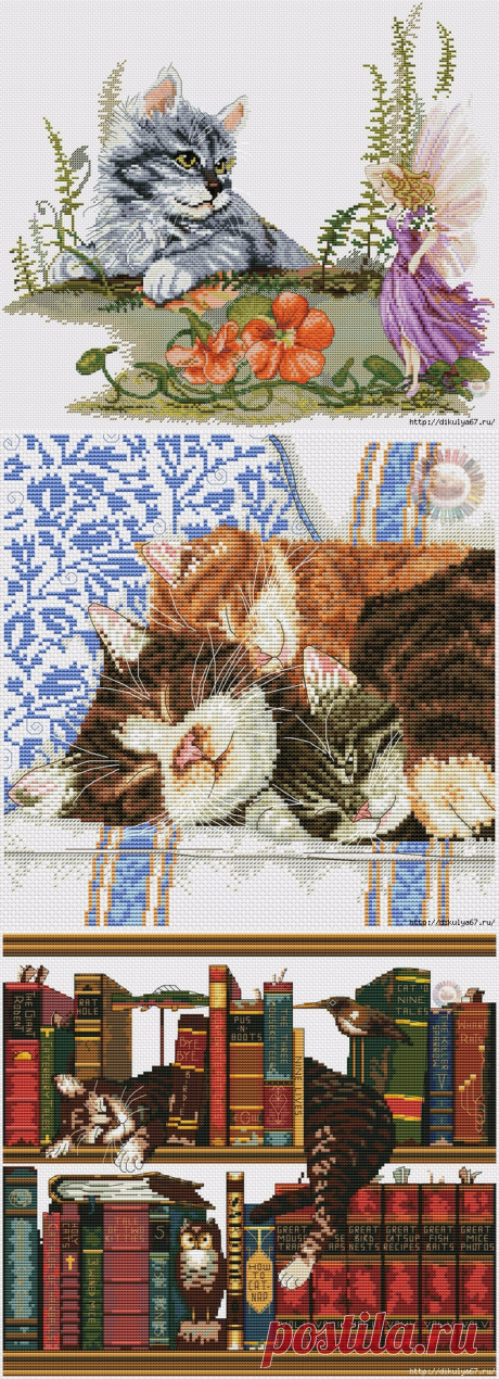 Кошечки в вышивке