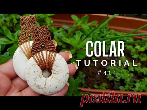 Колье из говлитового диска, макраме