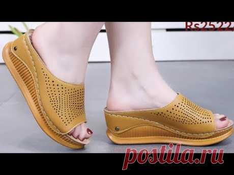 LADIES SANDAL SLIPPER COLLECTION BEST FOOTWEAR DESIGN GENUINE LEATHER STYLISH BEAUTIFUL DESIGN
