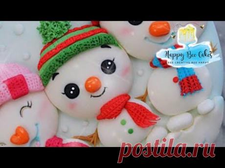 Snowman cake tutorial | Christmas cake topper ideas