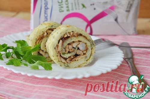 Рулет ИЗ РИСА и мясного фарша"На радость мужу" - кулинарный рецепт
Рулет
Рис (Рис басмати в пакетиках от "Мистраль") — 1 пакет.
Сливки (20%) — 150 мл
Мука пшеничная — 4 ст. л.
Яйцо куриное — 6 шт
Соль — 1 ч. л.
Укроп
Майонез — 2 ст. л.
Зелень
Начинка