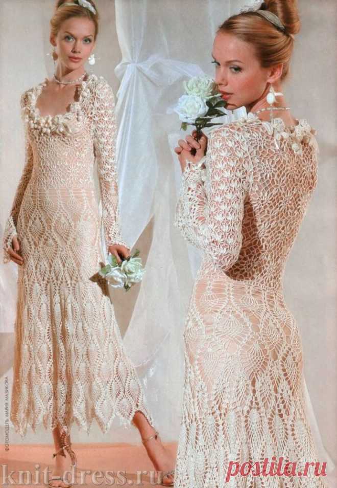 Ажурное платье с юбкой узором Ананасы