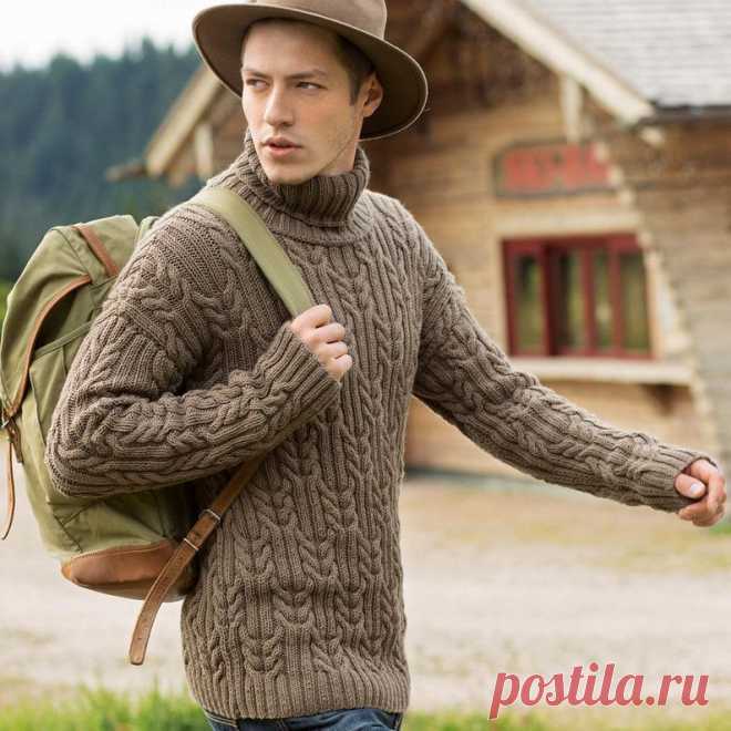 Men's hand knit sweater Mens aran jumper Alpaca cable knit | Etsy