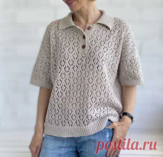 МК по вязанию рубашки-поло «Lace polo». Автор Ольга Грознецкая. Инстаграмм @stepmother.queen