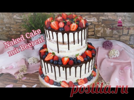 Zweistöckige Hochzeitstorte mit Beeren / Naked Drip Cake / Wedding Cake❤️