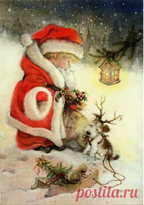 Новогодние сказочные рисунки Лизи Мартин - Ярмарка Мастеров - ручная работа, handmade