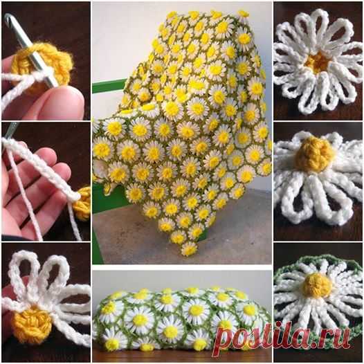 DIY Vintage Crochet Daisy Motif Blanket | www.FabArtDIY.com