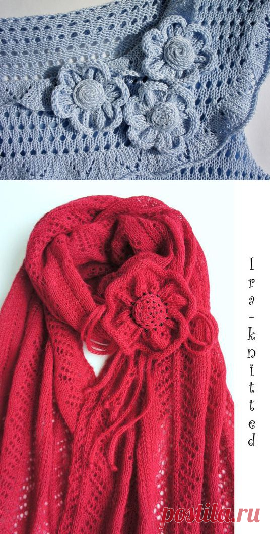 Цветы спицами от ira knittedwear - мк