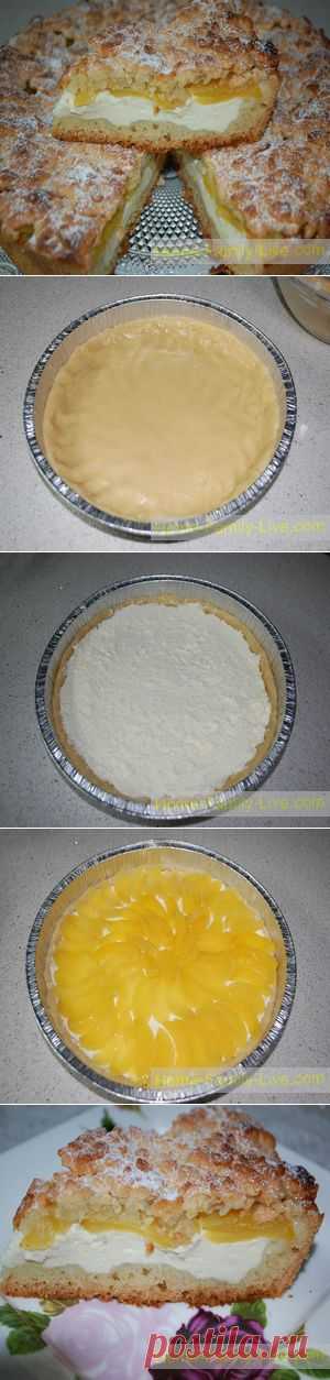 Пирог из песочного теста с творогом и абрикосами - Кулинарные рецепты