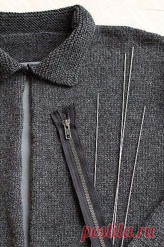 Splityarn » Blog Archive » easiest knitted sweater zipper install ever