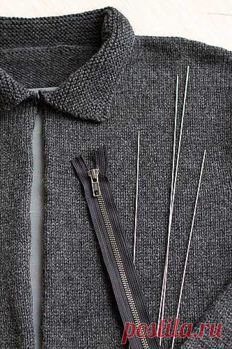 Splityarn » Blog Archive » easiest knitted sweater zipper install ever