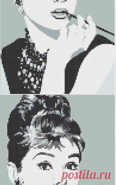 Breakfast at Tiffany's Audrey Hepburn stitchalong...x stitch pattern - NEEDLEWORK