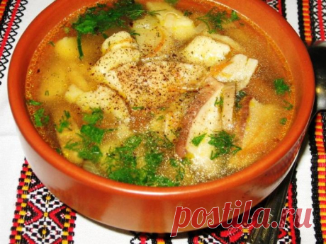 Суп с белыми грибами и галушками