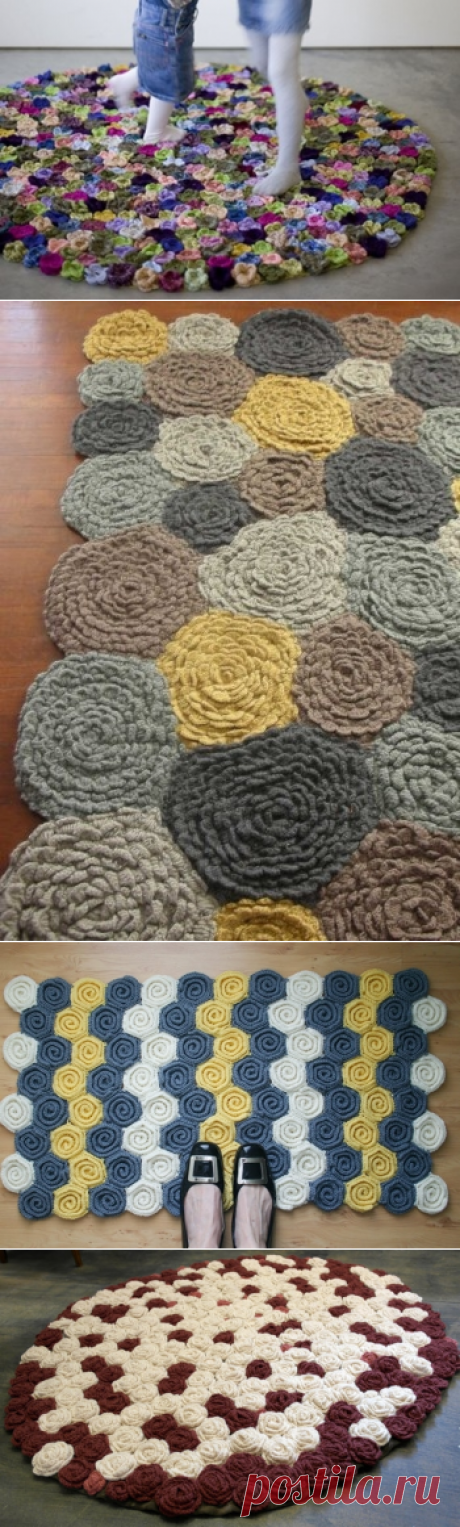 Цветочные коврики крючком. Идеи, мастер-классы