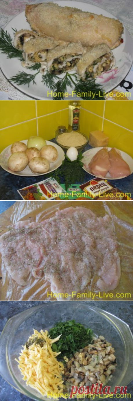 Рулет из куриной грудки - пошаговый фоторецептКулинарные рецепты