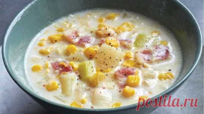Суп из картофеля с кукурузой и беконом | Кулинарные рецепты