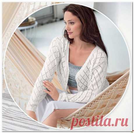 Ажурный жакет спицами.