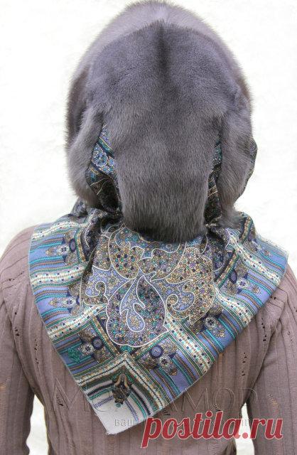 Купить Капор меховой Консуэлло из норки и павловопосадского платка: цена в Москве и области