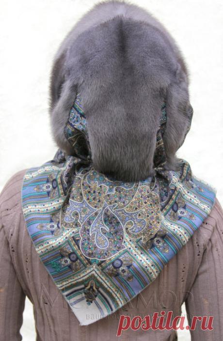 Купить Капор меховой Консуэлло из норки и павловопосадского платка: цена в Москве и области