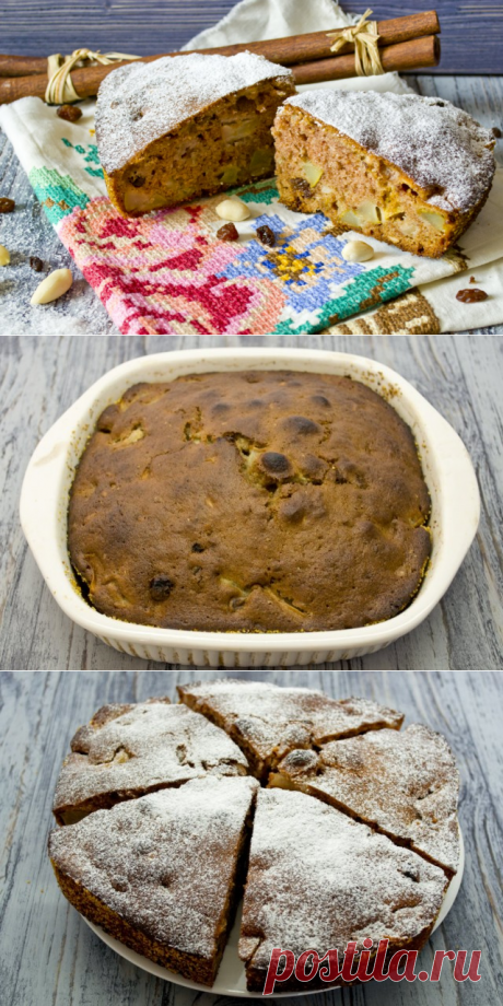 Фруктовый пирог с яблоками, грушами и орехами.