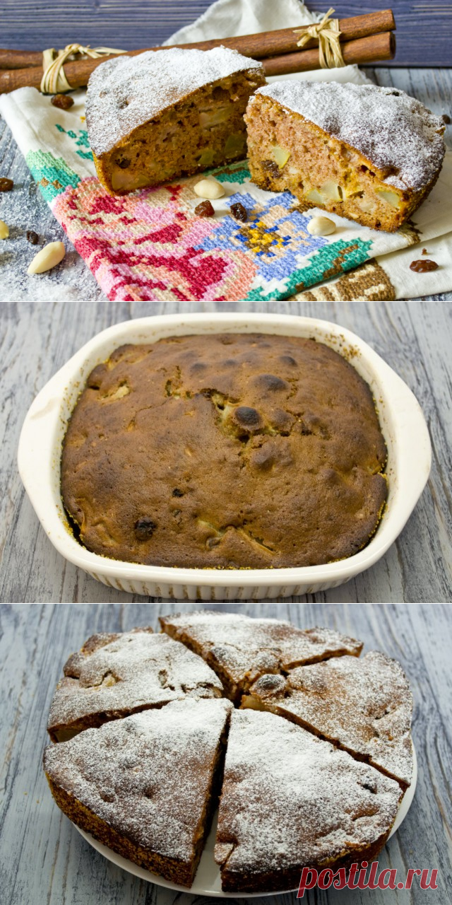 Фруктовый пирог с яблоками, грушами и орехами.