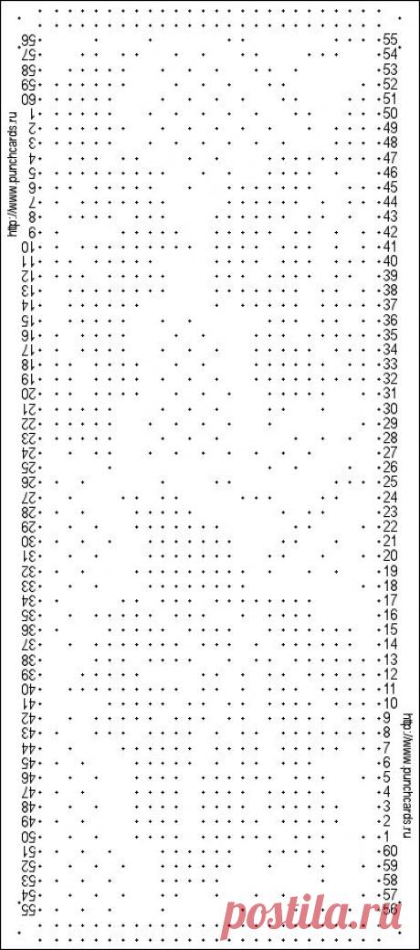Просмотр рисунка перфокарты с раппортом 24 петли, пересчёт на две фонтуры, печать перфокарты