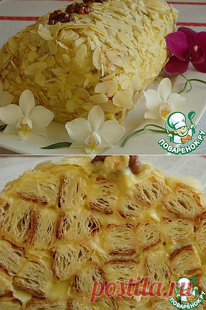 Миндальное полено из слоеного теста - кулинарный рецепт