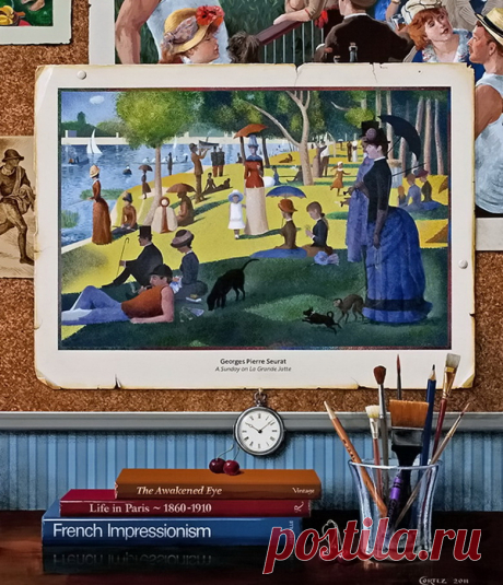 Картины в картинах — сбор пазла The Awakened Eye/Середина выходных.
Georges Seurat (1859-1891) “A Sunday Afternoon on the Island of La Grande Jatte – 1884” Art Institute of Chicago Pierre-Auguste Renoir (1841-1919) “Luncheon of the Boating Party” 1881, painting detail Phillips Collection, Washington, DC Vincent van Gogh (1853-1890) “Sower (after Millet)” drawing detail Van Gogh Museum Amsterdam, The Netherlands Paul Gauguin (1848-1903) “Ia Orana Maria (Hail Mary) 1891 pain...