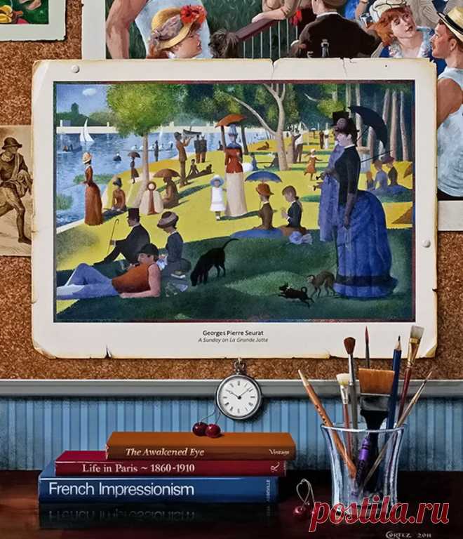 Картины в картинах — сбор пазла The Awakened Eye/Середина выходных.
Georges Seurat (1859-1891) “A Sunday Afternoon on the Island of La Grande Jatte – 1884” Art Institute of Chicago Pierre-Auguste Renoir (1841-1919) “Luncheon of the Boating Party” 1881, painting detail Phillips Collection, Washington, DC Vincent van Gogh (1853-1890) “Sower (after Millet)” drawing detail Van Gogh Museum Amsterdam, The Netherlands Paul Gauguin (1848-1903) “Ia Orana Maria (Hail Mary) 1891 pain...