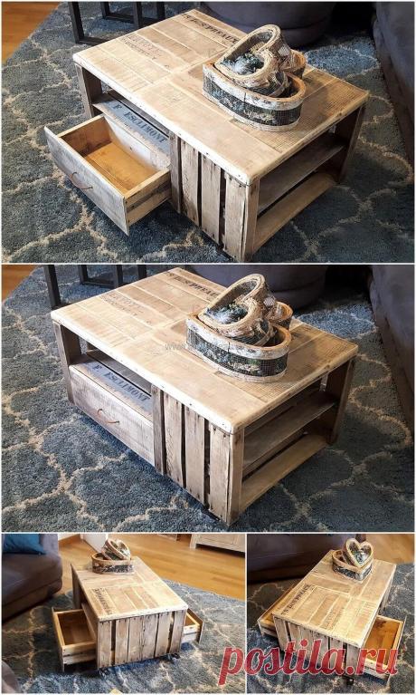 Table Made with Repurposed Pallets Fruit Crates | Pallet Ideas
