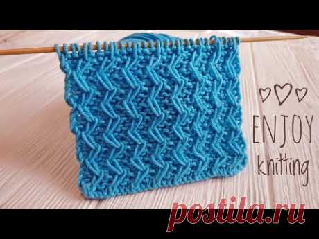 НЕОБЫКНОВЕННЫЙ КРАСИВЫЙ Узор спицами ЗИГЗАГ из вытянутых петель  /Zig Zag Loop stitch