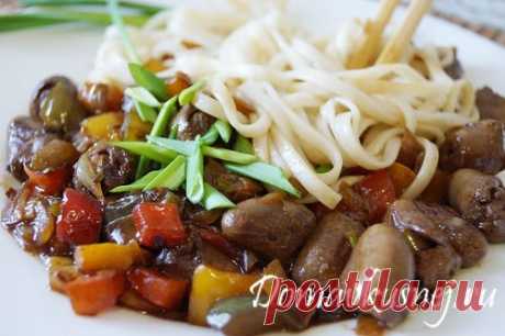 Куриные сердечки по китайски - а Дома Вкусней