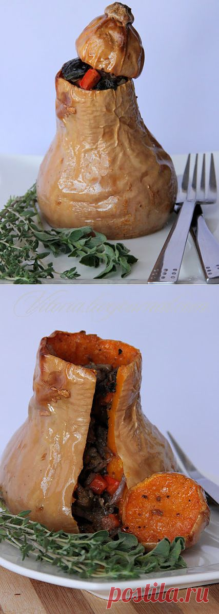 Фаршированная тыква мясом и сухофруктами